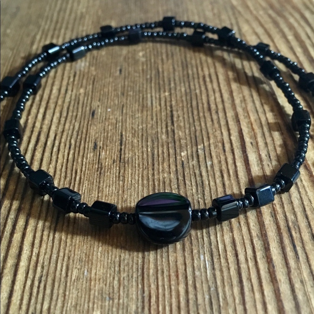 Ladies Black Beaded Necklace,  Handmade Ladies Necklace,  Black Ladies Necklace